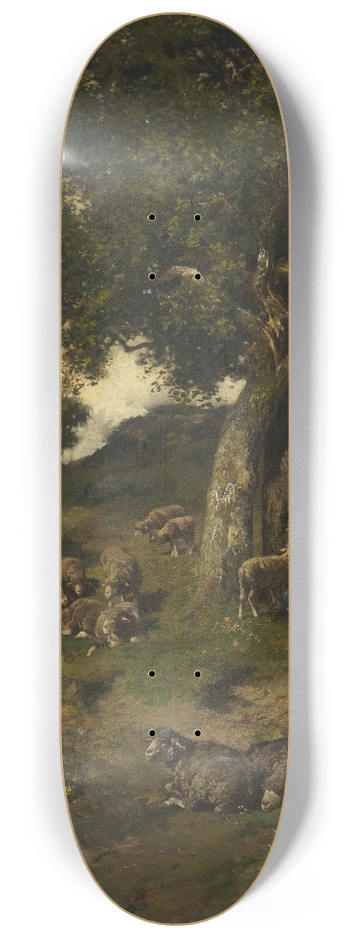 Charles Emile Jacque - Shepherdess and Sheep 8.25 inch art skate deck