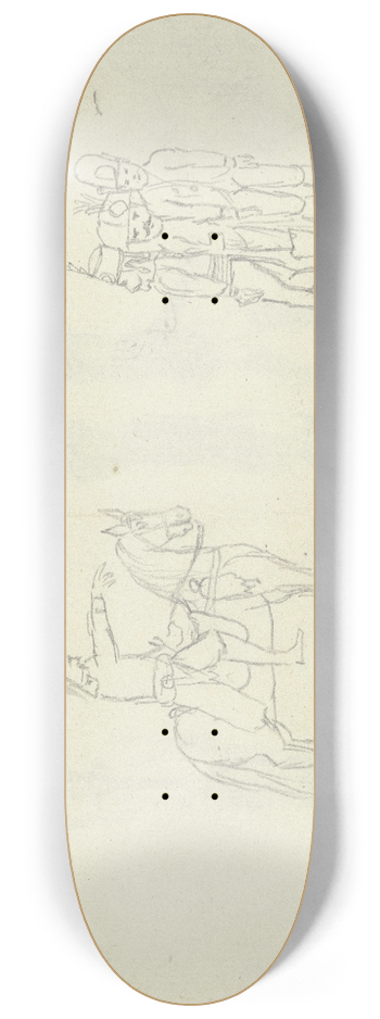 Franz Pforr - Ein Soldat zu Pferde und drei stehende Soldaten in verschiedenen Uniformen 8.25 inch art skate deck