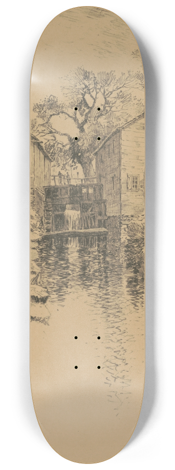 Charles Frederick William Mielatz - Old mill, Van Cortlandt Park 8.25 inch art skate deck