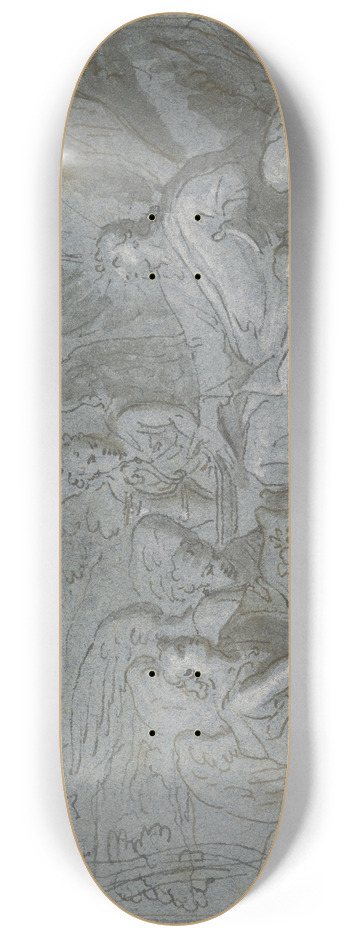 Charles Le Brun - Christus von vier Engeln bedient 8.25 inch art skate deck