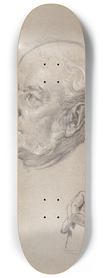 Charles Louis Mller - Head and Hand of a Man Throwing Dice 8.25 inch art skate deck