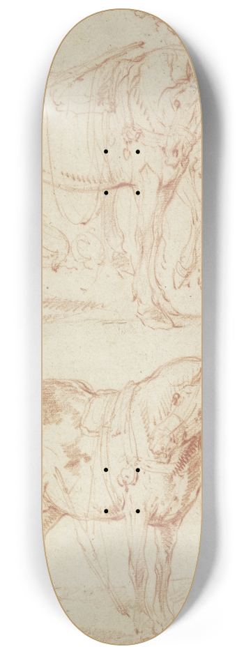 Charles Parrocel - Je zwei beisammen stehende Pferde 8.25 inch art skate deck