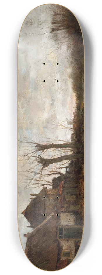 Charles Paul Gruppe - Cloudy Day Along a Dutch Canal 8.25 inch art skate deck