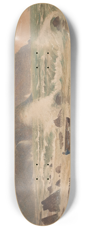 Charles Reginald Aston - Landscape with Two Men and a Boat 8.25 inch art skate deck
