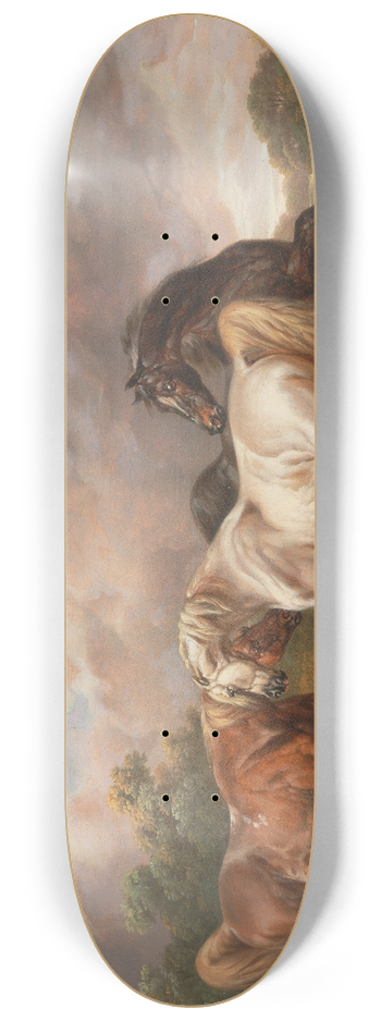 Charles Towne - Three Horses in a Stormy Landscape 8.25 inch art skate deck