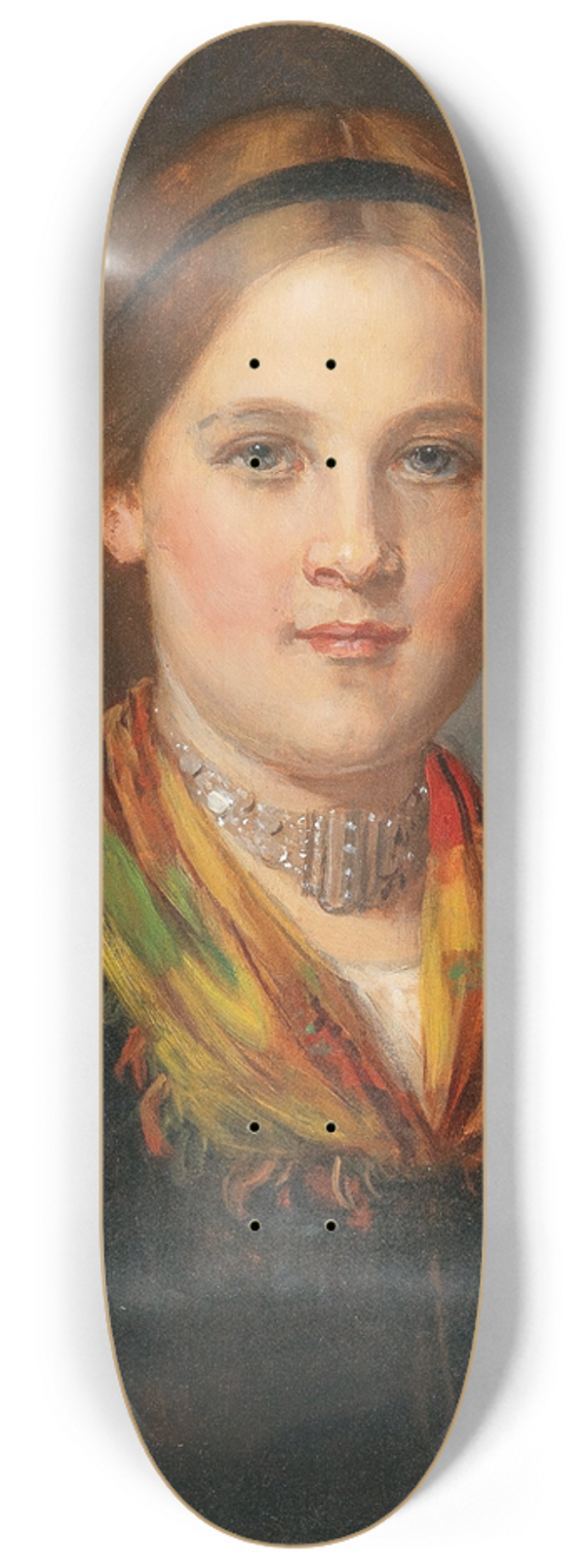 Franz von Defregger - A Tyrolean Young Girl in Traditional Costume 8.25 inch art skate deck