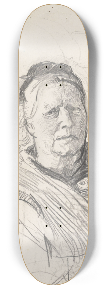 Christian Krohg - Kvinneportrett og utkast til Snorre-tegning 8.25 inch art skate deck