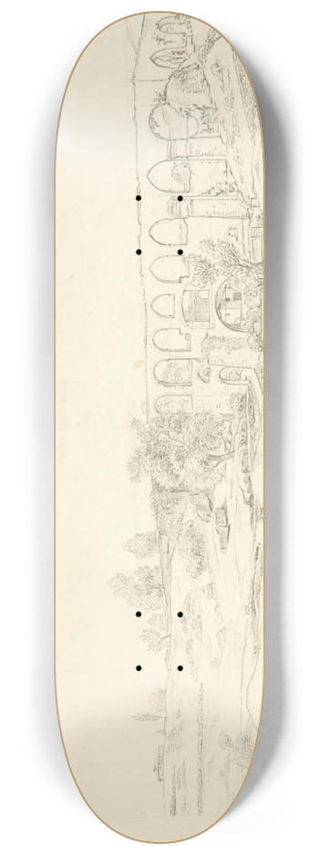 Franz von Hauslab the Younger - Landscape with Acquaduct near Smyrna 8.25 inch art skate deck