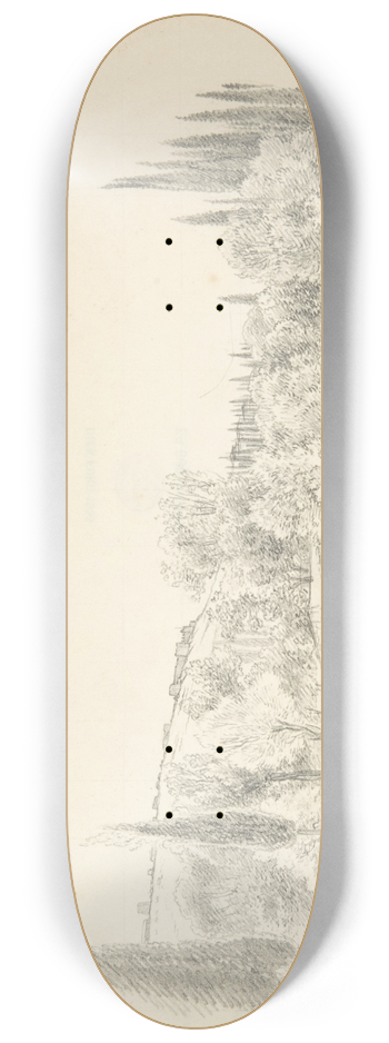 Franz von Hauslab the Younger - Landscape with Bridge 8.25 inch art skate deck
