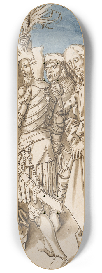 Circle Of Hans Holbein The Elder - Christ before Caiaphas 8.25 inch art skate deck