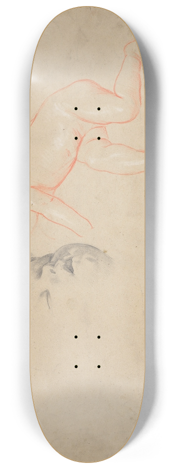 Franz von Matsch - Studien eines Kleinkindes, eines Kleinkinderkopfes schlafend, eines Frauenkopfes 8.25 inch art skate deck