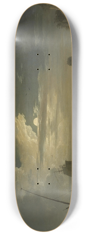 Claude-Joseph Vernet - A Mediterranean Inlet By Moonlight 8.25 inch art skate deck