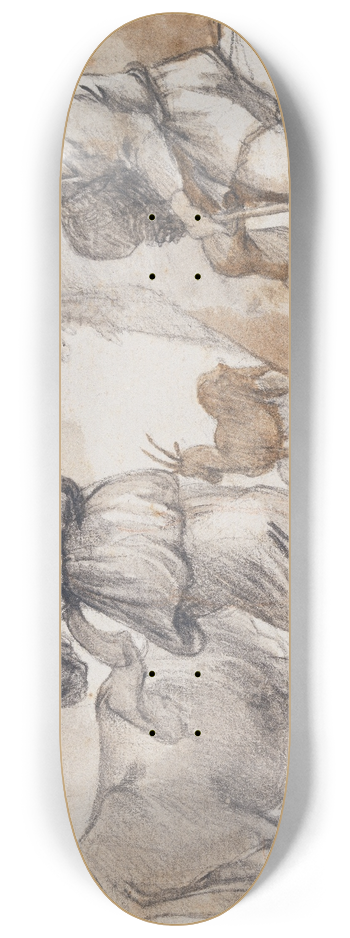 Claude Lorrain - Tnzerin mit Tamburin und Dudelsackspieler 8.25 inch art skate deck