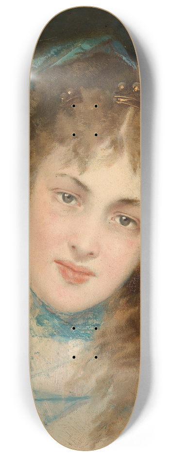 Conrad Kiesel - Bildnis einer Dame mit blauem Tuch 8.25 inch art skate deck