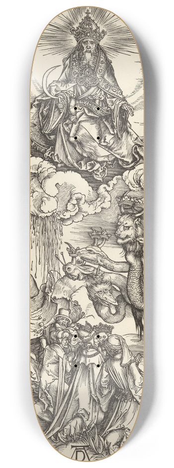 Albrecht Drer - The beast with two horns like a lamb, from The Apocalypse 8.25 inch art skate deck