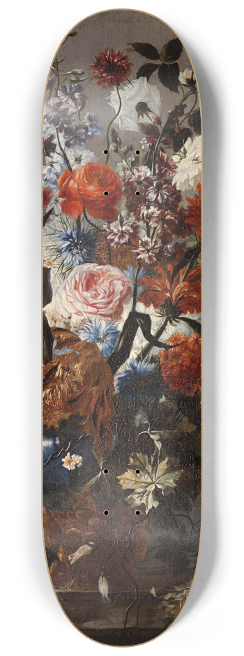 Franz Werner von Tamm - A still life of roses, tulips and other flowers in a vase 8.25 inch art skate deck