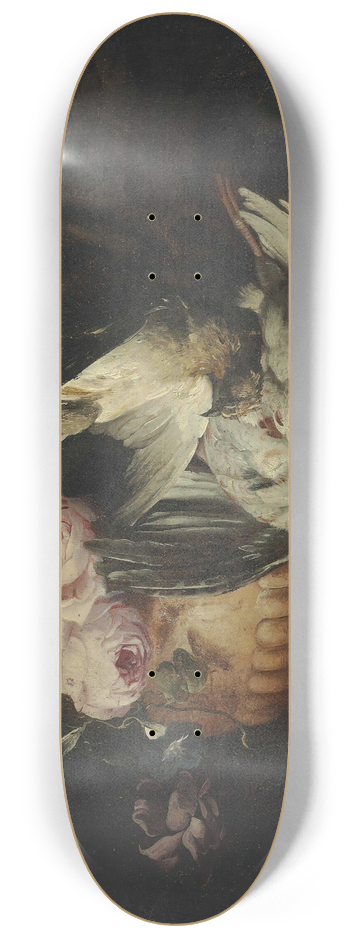 Franz Werner von Tamm - Flowers in a terracotta vase with dead game 8.25 inch art skate deck
