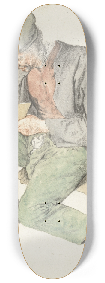 Cornelis Dusart - Seated Man Reading, Facing Left 8.25 inch art skate deck