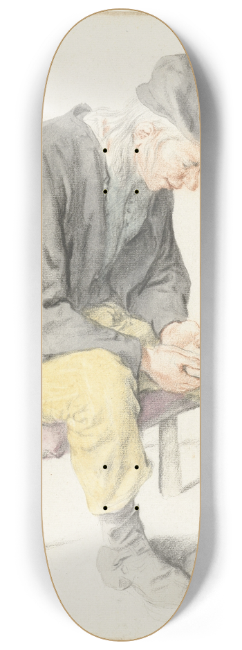 Cornelis Dusart - Seated Man Reading, Facing Right 8.25 inch art skate deck