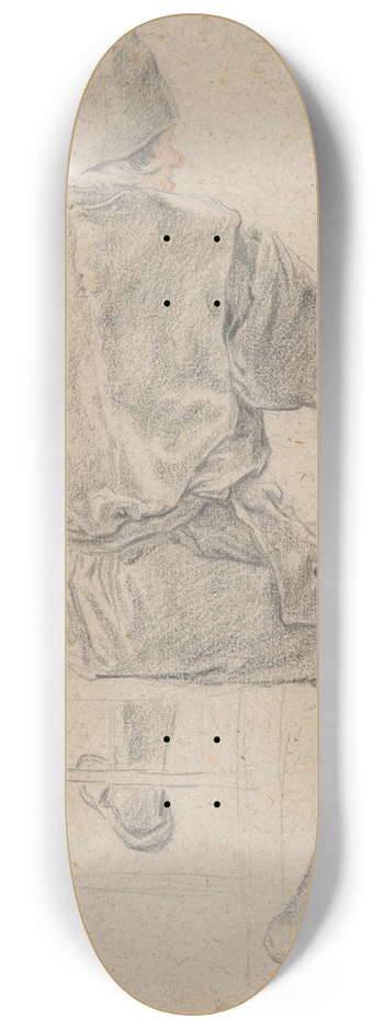 Cornelis Dusart - Study of a Seated Peasant 8.25 inch art skate deck