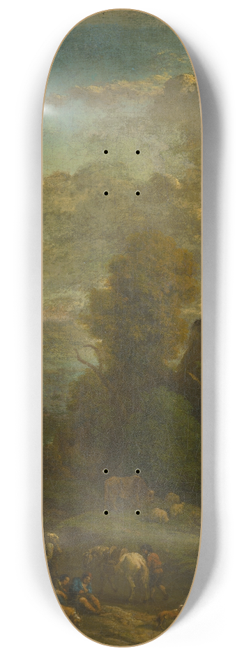 Cornelis Huysmans - Evening Landscape With Travellers 8.25 inch art skate deck