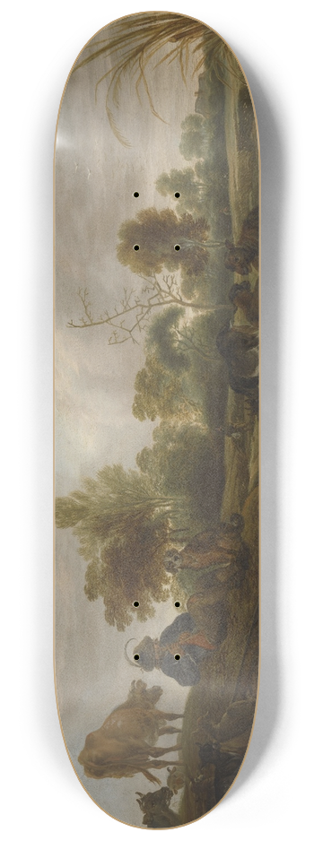 Cornelis Saftleven - Landscape with animals 8.25 inch art skate deck