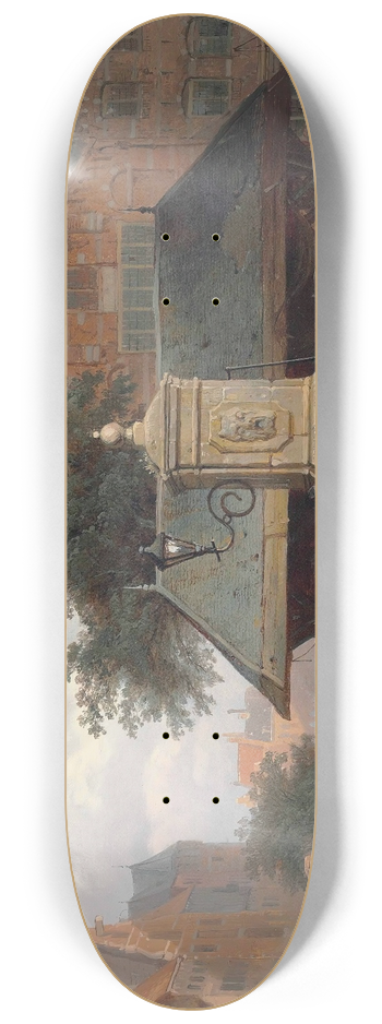 Cornelis Springer - By the well in a Dutch town square 8.25 inch art skate deck