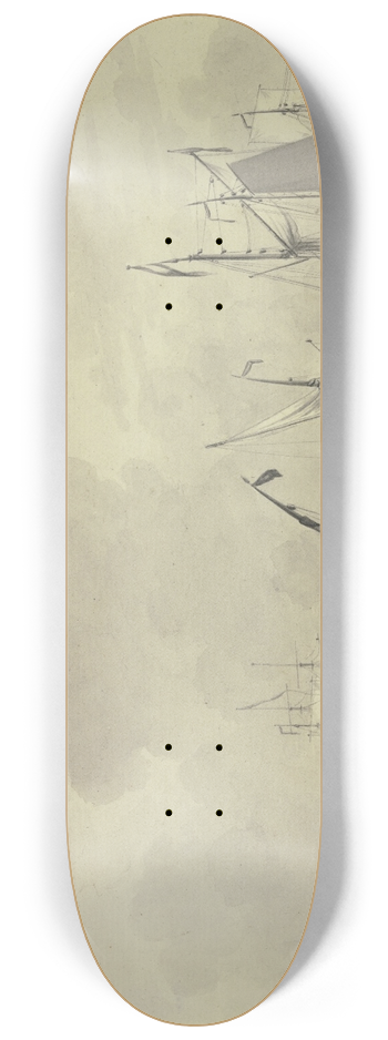 Cornelis Thim - An einem Damm ziehen Matrosen ein Schiff vorbei 8.25 inch art skate deck