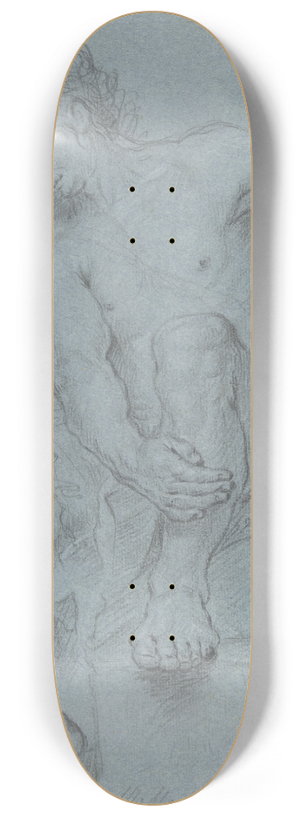 Franz Xaver Messerschmidt - Seated Male Nude Holding a Staff 8.25 inch art skate deck