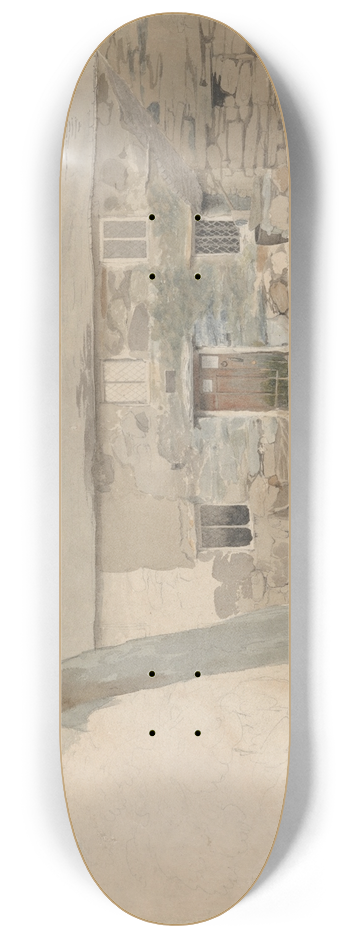 Cornelius Varley - Cottages at Llanllyfni, North Wales 8.25 inch art skate deck