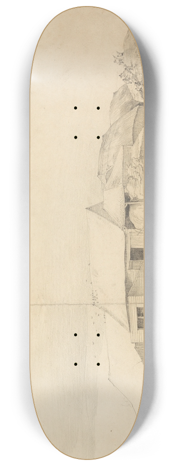 Cornelius Varley - Farm Buildings with Stack Makers 8.25 inch art skate deck