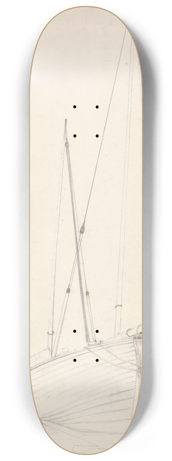 Cornelius Varley - Front View of a Vessel with Masts 8.25 inch art skate deck