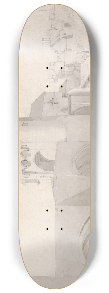 Cornelius Varley - Monnow Bridge, Monmouth, North Wales 8.25 inch art skate deck