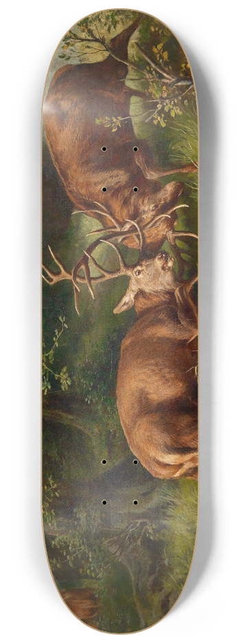 Franz Xaver von Pausinger - Kmpfende Hirsche 8.25 inch art skate deck