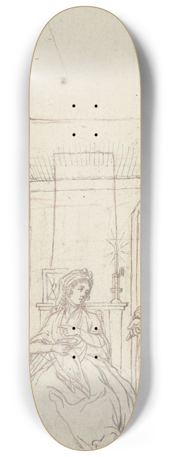 Daniel Nikolaus Chodowiecki - Clarissa sitzt in der Gefngniszelle 8.25 inch art skate deck