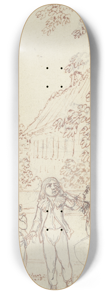 Daniel Nikolaus Chodowiecki - Drei Jungen an einer Gartenmauer 8.25 inch art skate deck