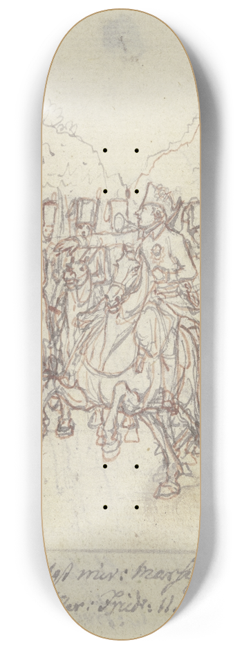Daniel Nikolaus Chodowiecki - Friedrich der Groe zu Pferde vor einer Gruppe von Husaren 8.25 inch art skate deck