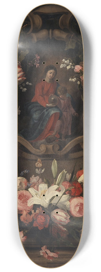 Daniel Seghers - Flower garland with Immaculate Conception 8.25 inch art skate deck