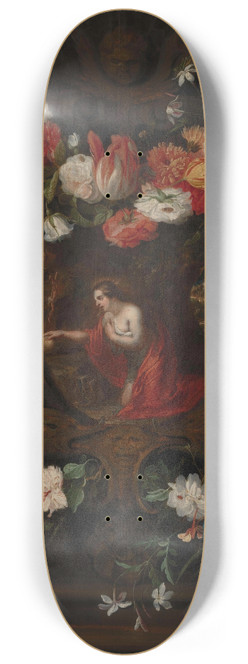 Daniel Seghers - Flower wreath frames the virgin Mary 8.25 inch art skate deck