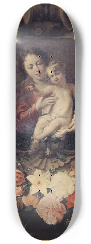 Daniel Seghers - Vierge  lenfant dans une couronne de fleurs 8.25 inch art skate deck