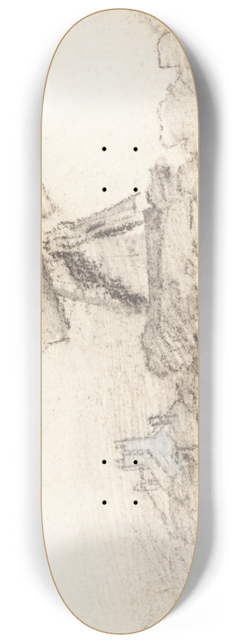 David Cox - A Cart with Two Horses near a Windmill 8.25 inch art skate deck