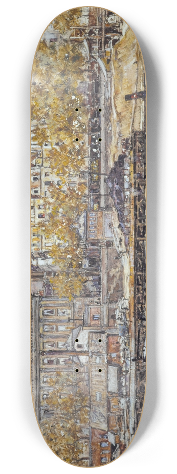 Frdric Houbron - Le quai de lHtel-de-Ville et lglise Saint-Gervais-Saint-Protais 8.25 inch art skate deck