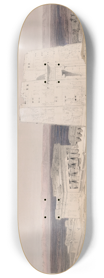 David Roberts - Temple of Edfou [Idf], ancient Appolinopolis, Upper Egypt. 8.25 inch art skate deck