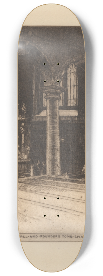 David Young Cameron - The Chapel and Founders Tomb, Charterhouse 8.25 inch art skate deck