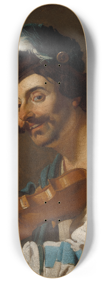 Dirck Van Baburen - Violin Player with a Wine Glass 8.25 inch art skate deck