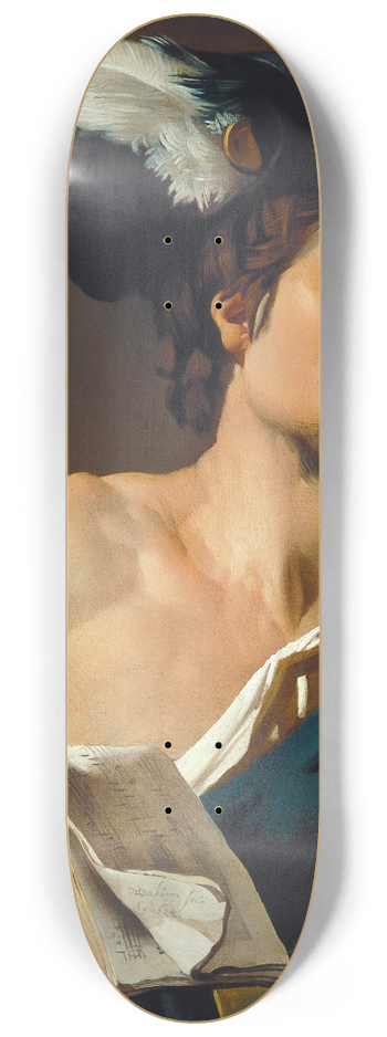 Dirck Van Baburen - Young Man Singing 8.25 inch art skate deck