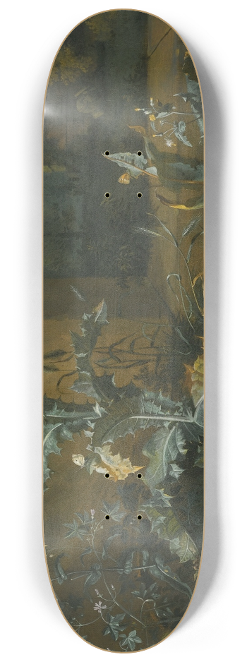 Dirk Maas - Thistles, DockAnd Other Forest-Floor Plants In A Parkland Setting With Frogs, Butterflies And Snails 8.25 inch art skate deck