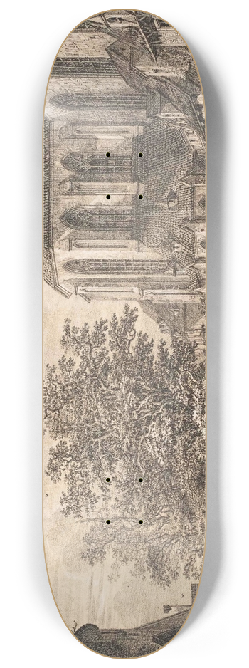 Domenico Quaglio the Younger - Pfarr-Kirche Boppart am Rhein 8.25 inch art skate deck
