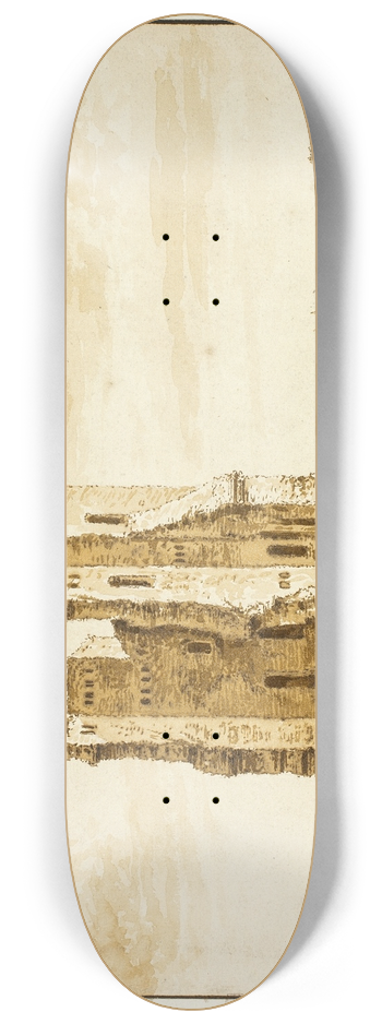 Abraham Rademaker - Ruins of the Merwede Manor seen from the Front with Dordrecht in the Background 8.25 inch art skate deck