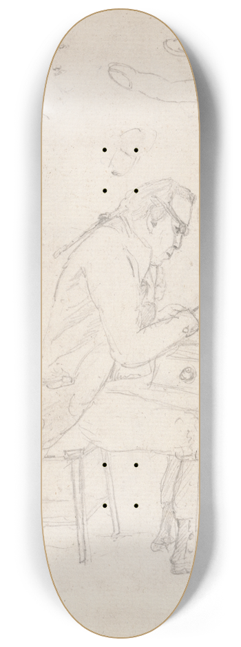 Dr. Thomas Monro - Thomas Hearne Sketching at a Table 8.25 inch art skate deck